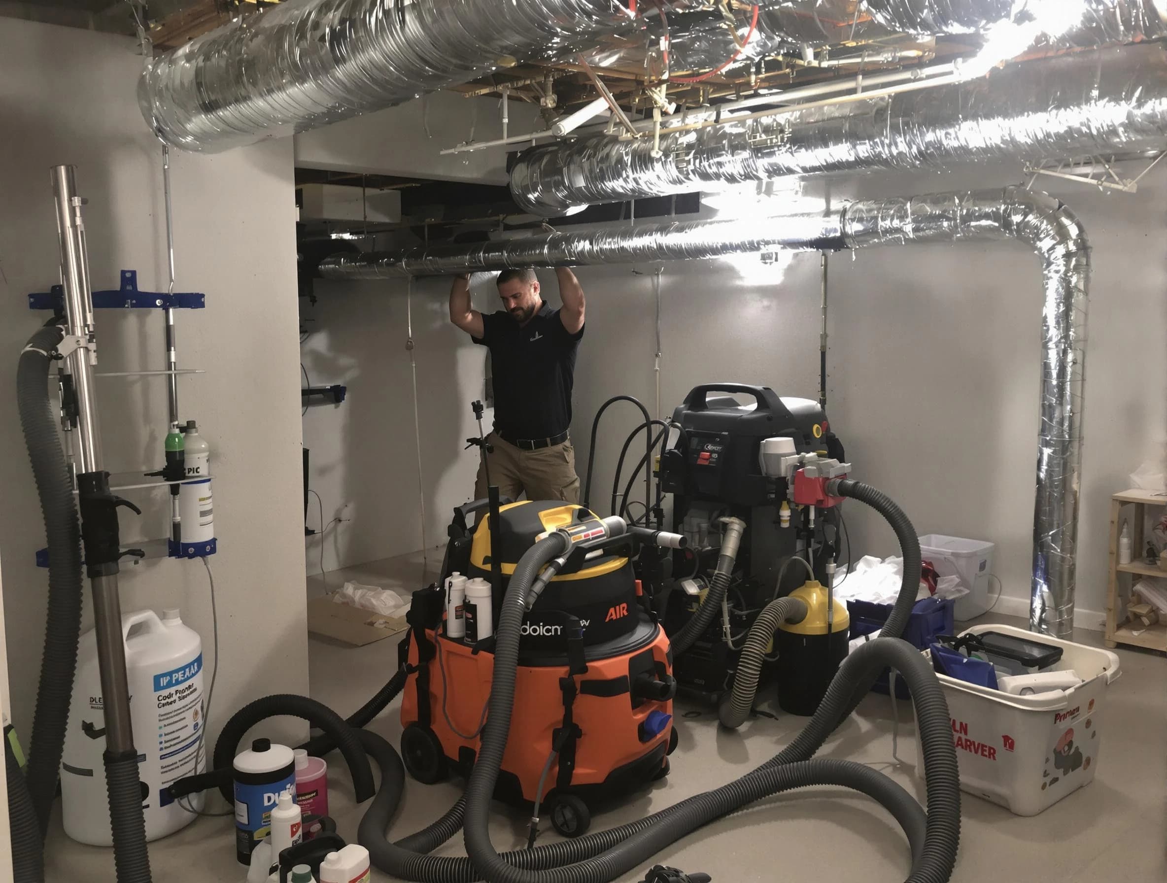 North Decatur Air Duct Cleaning specialist performing professional mold removal from air ducts using safety equipment in North Decatur