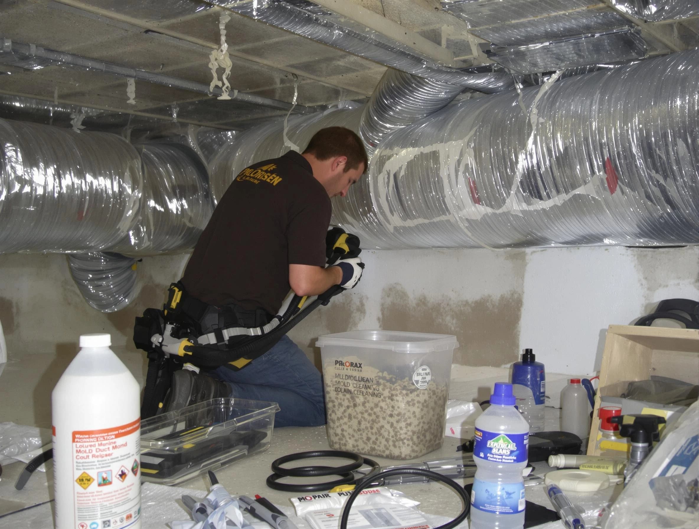 North Decatur Air Duct Cleaning specialist performing professional mold removal from air ducts in North Decatur