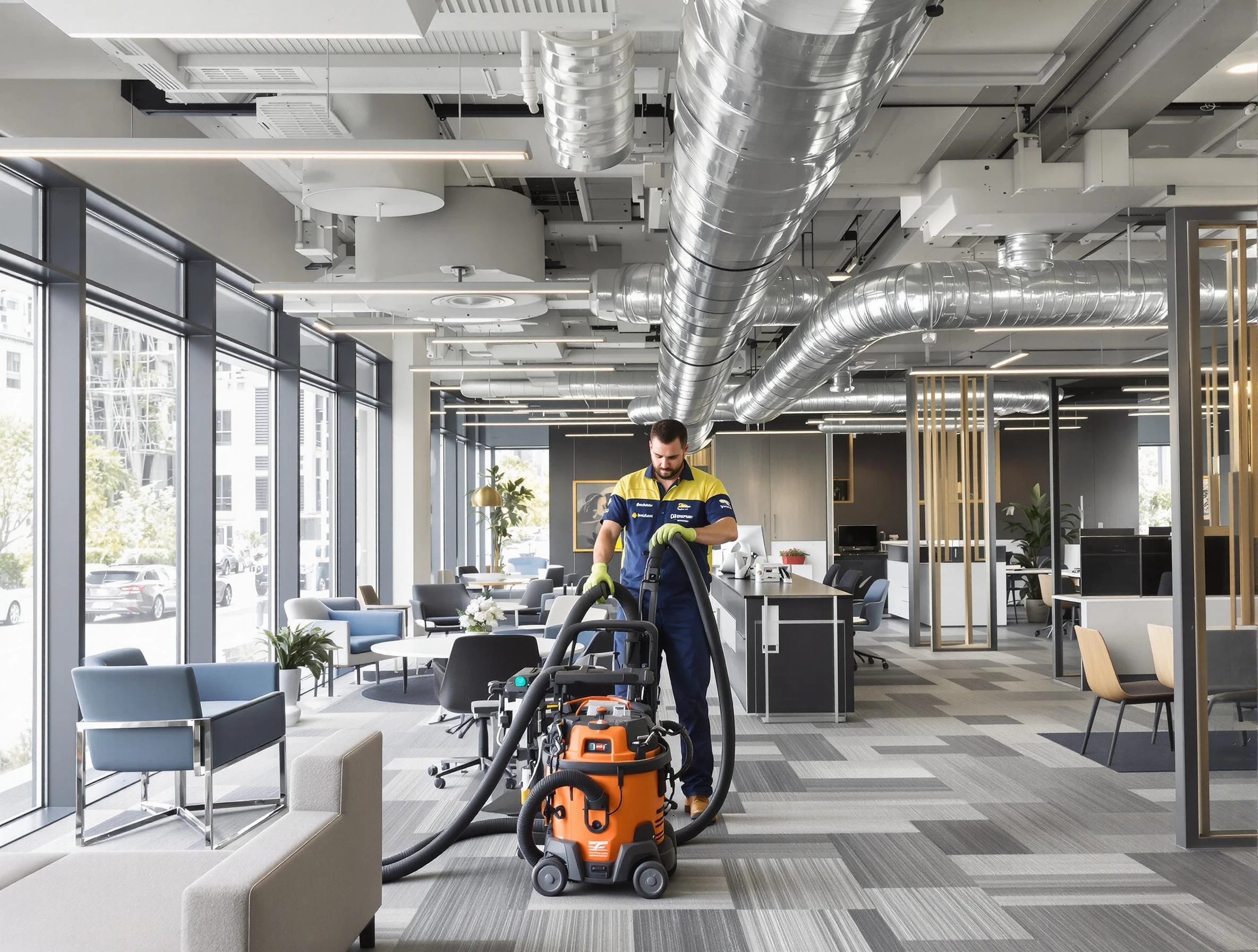 North Decatur Air Duct Cleaning team performing thorough commercial duct cleaning at a North Decatur business center